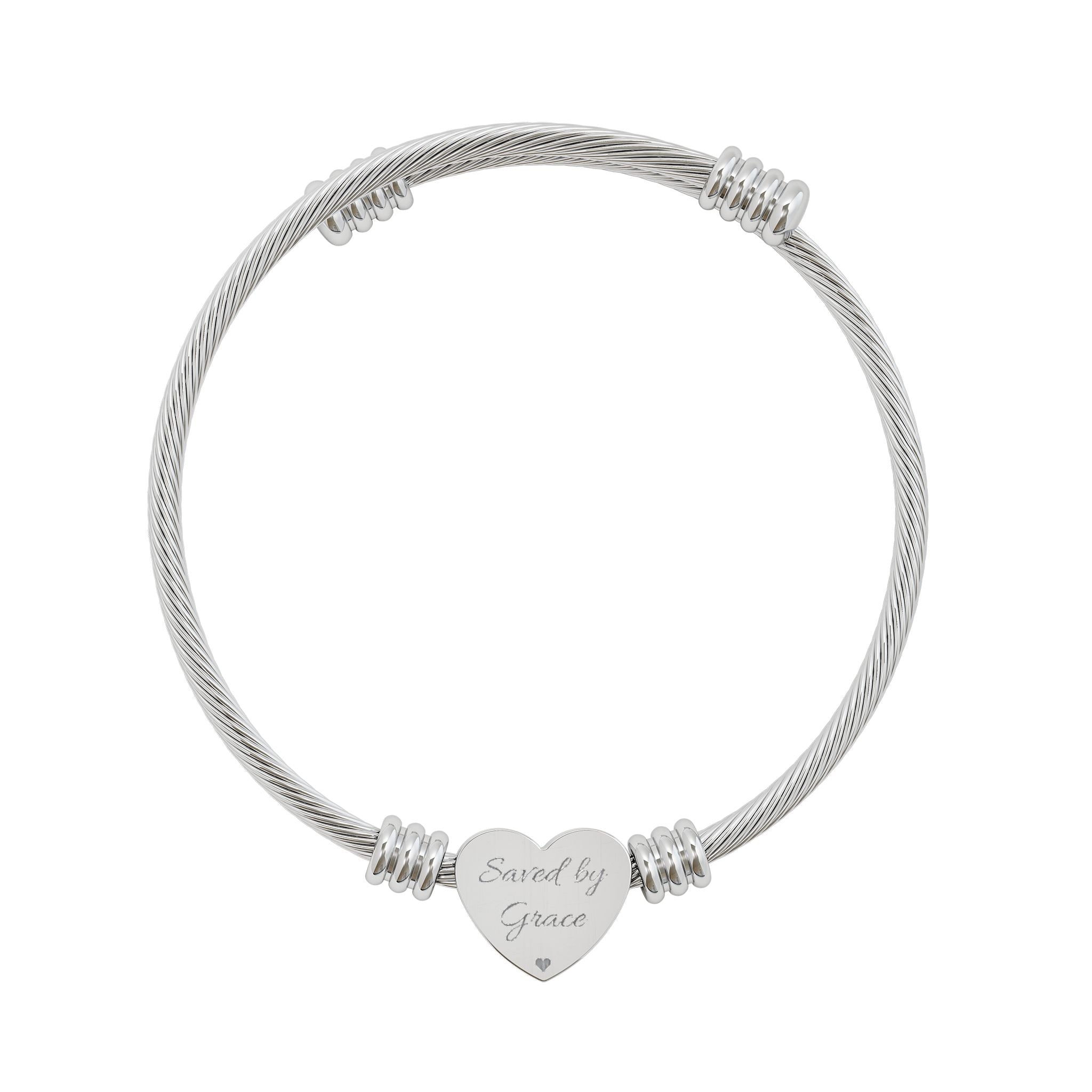 Heart Cuff Bracelet (Engraving) - saved by Grace